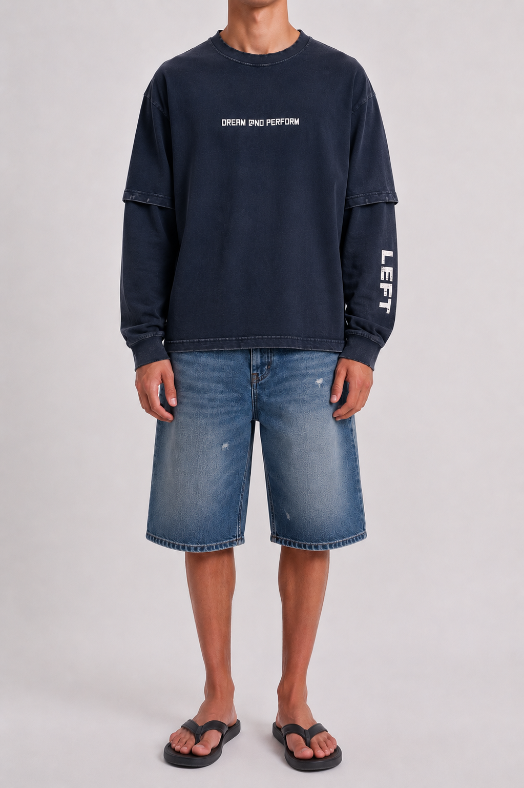 Washed Navy Detachable Longsleeve